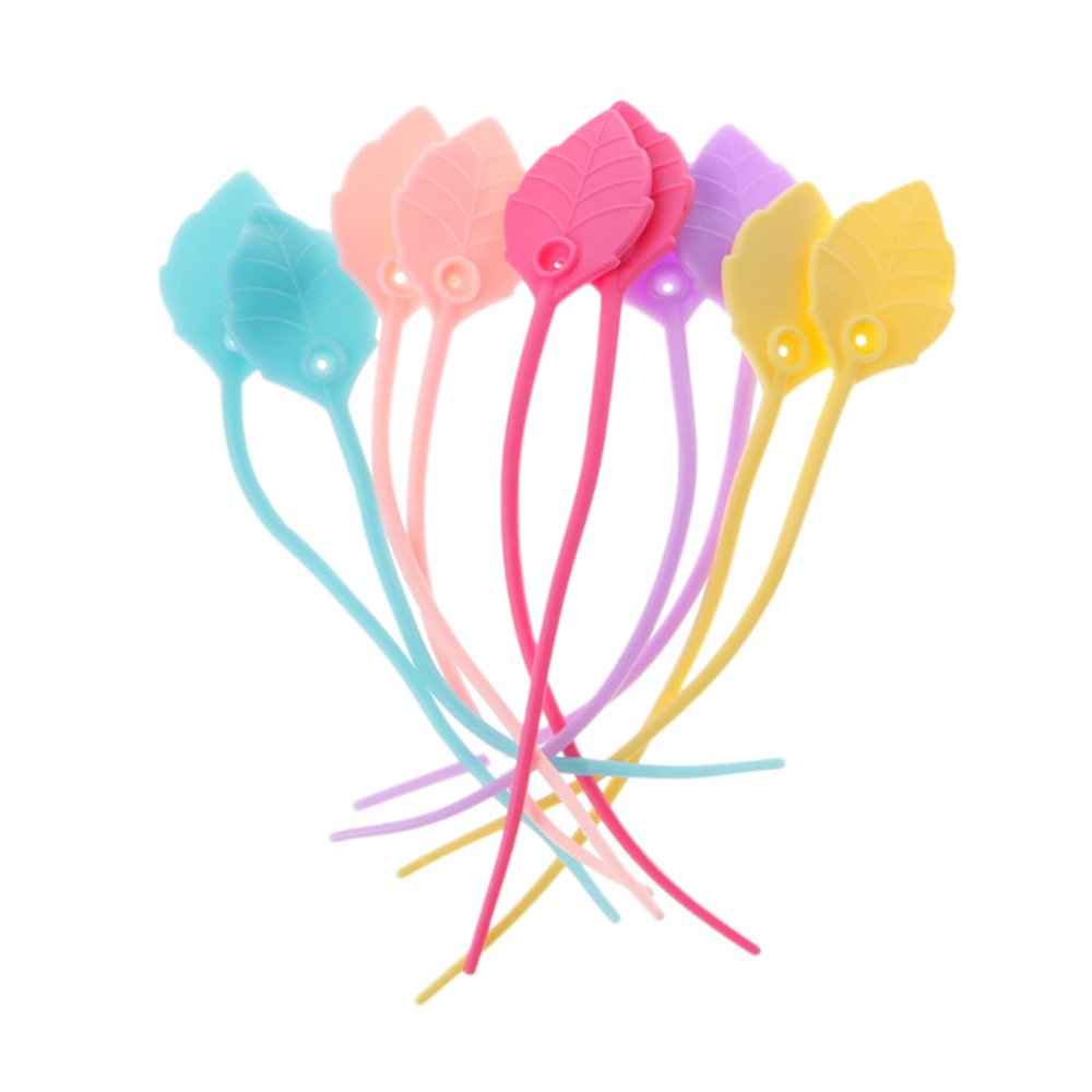10pcs Leaf Shape Silicone Tie Cable Multipurpose Organization Wire Supplies For Chocolate Biscuits Dried Fruit Bag Seal Silicone Wire Cable Tie Reusable