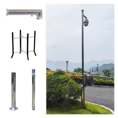 Assemble Surveillance Camera Bracket Pole, Universal Surveillance Post Stand for Warehouse/School/Parking Lot, Security Camera Pole 6 10 13 16 20ft(Light Coffee,3.5m-137 4/5")