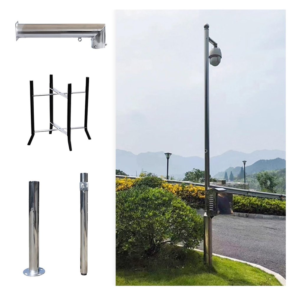 Assemble Surveillance Camera Bracket Pole, Universal Surveillance Post Stand for Warehouse/School/Parking Lot, Security Camera Pole 6 10 13 16 20ft(Light Coffee,3.5m-137 4/5")