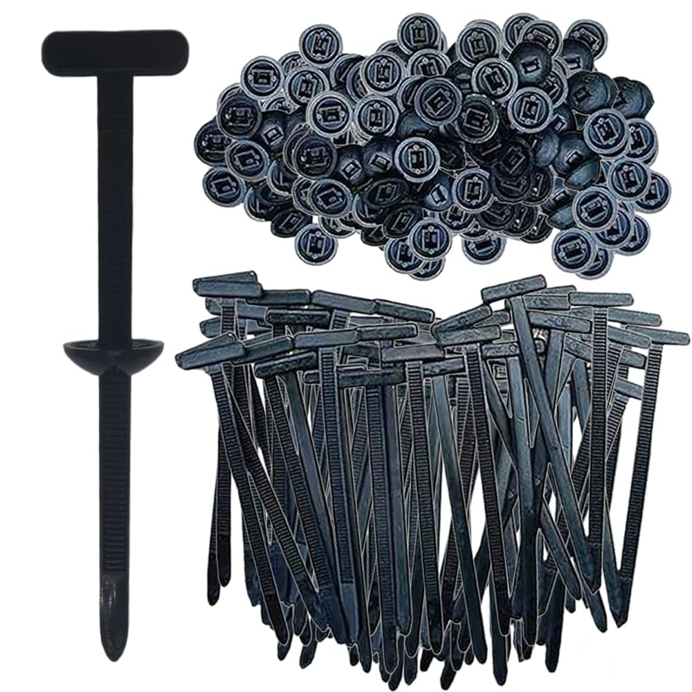100 Pcs Nylon Universal Cable Tie Buckle, New Multifunctional Zip Ties for Car Bumper, Automotive Zipper Clips Self-Locking T Rivet Zipties for Car Fender, Home and Garage (black150PCS)
