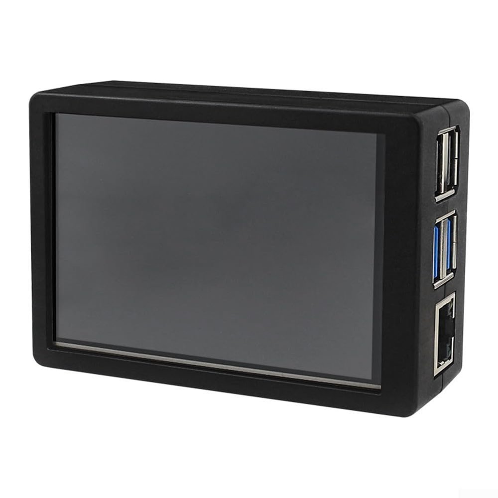 3.5 Inch LCD Display Module with Touch Pen and Black ABS Case, 480x320 Resolution 60FPS Screen Kit with Active Cooler and Aluminum Heatsink Compatible with Raspberry-Pi 5/4/3
