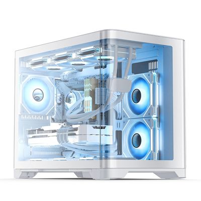 AsiaHorse Pegasus Micro ATX PC Case Dual Chamber 270 Full View Tempered Glass Huge Space MATX Gaming PC Case-360mm Radiator, RTX 40 Compatible, High Airflow Full-Tower MATX Computer Cases-White