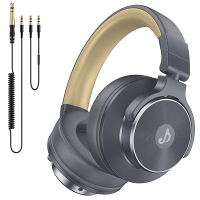 Rumoon Wired Over Ear Headphones, Studio Monitor & Mixing DJ Headphones with 50mm Neodymium Drivers and 1/4 to 3.5mm Jack for Guitar AMP Podcast Piano Keyboard (Gray)