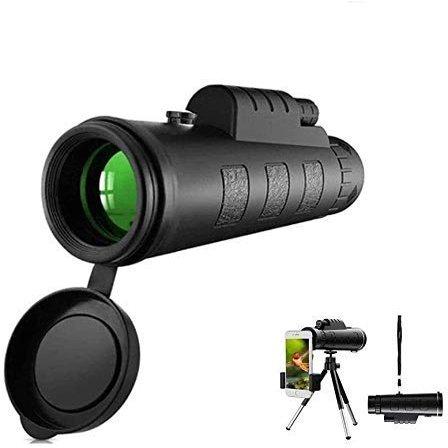 40 x 60 High Power BAK4 Prism & FMC HD Monocular IPX5 Waterproof Low Light with Smartphone Holder & Tripod, for Smartphone Bird Watching, Camping, Wildlife Landscape,Monocular T
