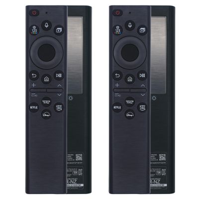 2 Pack BN59-01385A Solar Voice Remote Compatible with Samsung Frame Smart TV, USB-C Rechargeable Bluetooth Remote Control with Solar Charging Compatible with Samsung Neo LED 4K Ultra HD TVs - Black