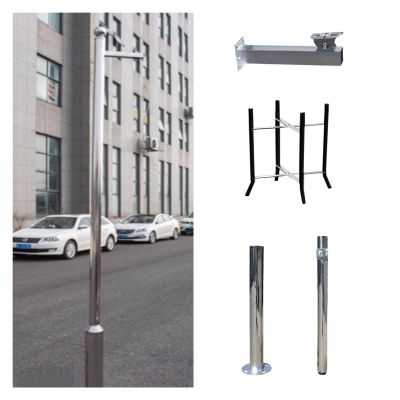 2-3 Sections Floor Security Camera Holder, Detachable Surveillance Camera Bracket Pole with Mounting Screws & Ground Base Cage, CCTV Pole Rustproof(B,H-6m/19.7ft)