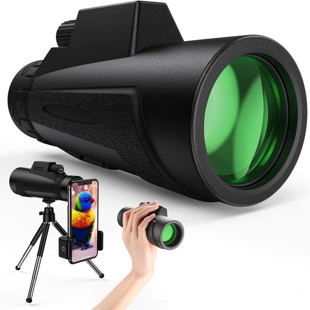 PUCNHZYNW Telescope IPX7 Waterproof, 12X50 High Power HD Handheld Telescope with Tripod, Portable Outdoor Telescope Compatible for Smart Phone,Monocular Built in, Anti Shake