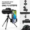 PUCNHZYNW Telescope IPX7 Waterproof, 12X50 High Power HD Handheld Telescope with Tripod, Portable Outdoor Telescope Compatible for Smart Phone,Monocular Built in, Anti Shake view 4