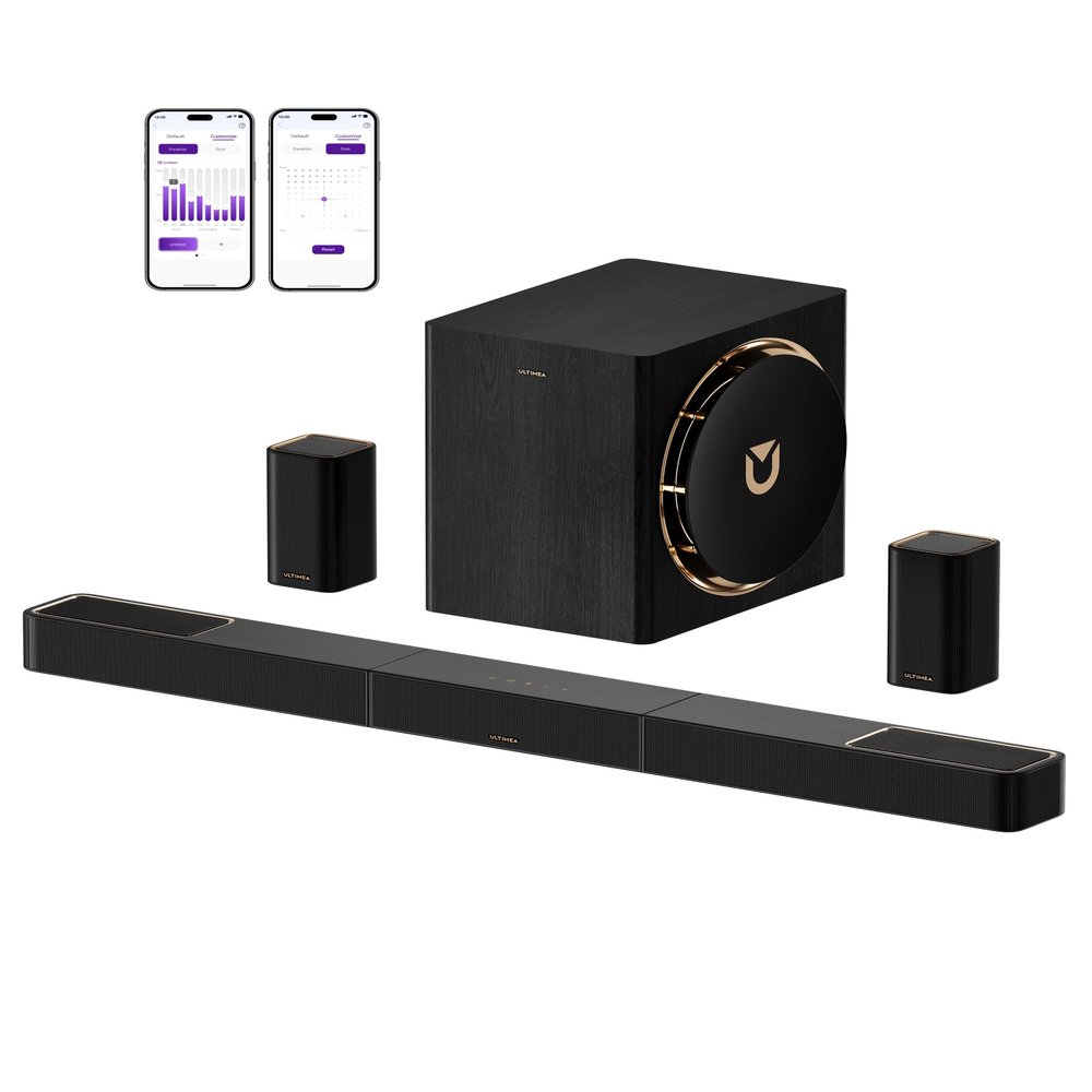 ULTIMEA Skywave X60 7.1.4ch Professional Wireless Surround Sound System for TV w/Dolby Atmos, 840W Sound Bar with 8" Wireless Subwoofer, 28Hz Low Frequency, GaN Amplifier, 4K HDR Pass-Through