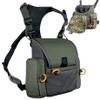 Binocular Harness Breathable Adjustable Hunting Chest Pack with Multi-Pocket Waterproof Hunting Pack for Men and Women, Army Green Bino Harness Binocular Chest view 4