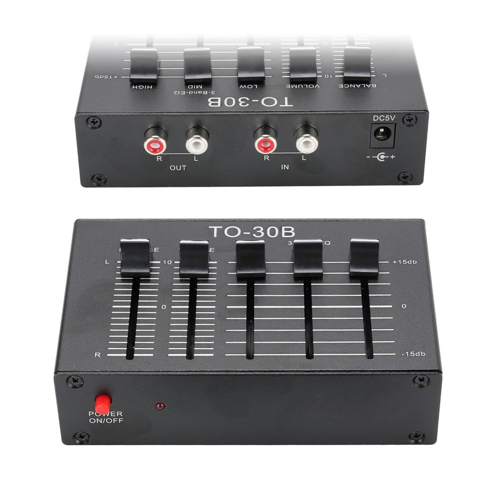 Gugxiom Phono Preamp for Turntable, R CA Amplifier Support EQ 2 Channel, 3 Band Equalizer, 3 Frequency Control Pre Amp for Record Player Preamp