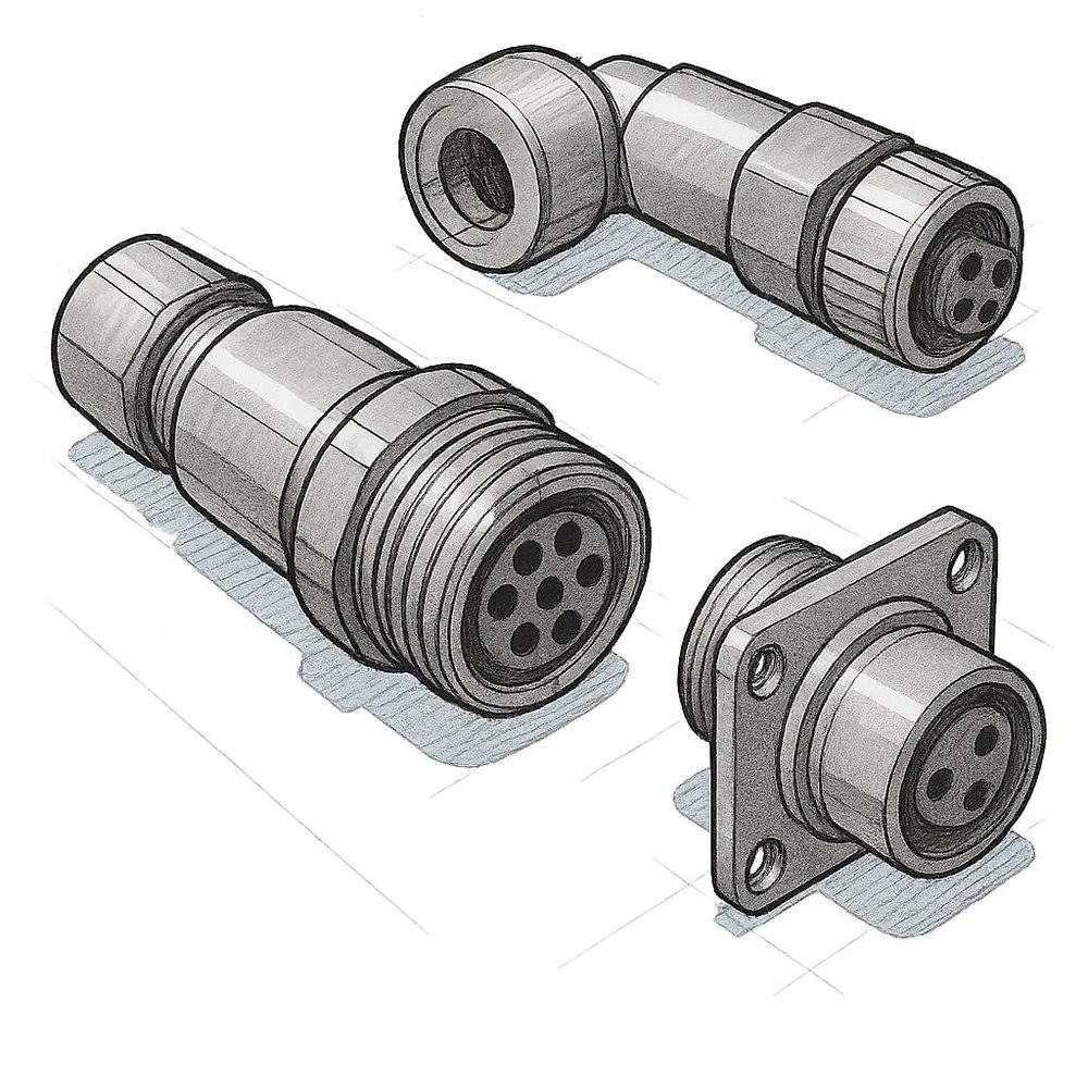 Low-Profile Inline Female Connector, 7 Contacts, Underwater Applications, Voltage Rating 300V, Insulation Resistance >200M, Contact Resistance <0.01, PN: LPMIL7F (Pack of 5 Units)