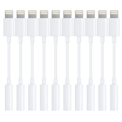 Lightning to 3.5mm Headphone Jack Adapter [Apple MFi Certified] Hi-Fi Stereo Sound, Full Function Control, Compatible with iPhone 14/13/12/11/X/8 & More for Music, Calls & Car AUX White 10Pack