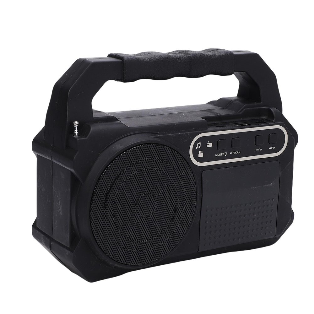Matybobe Speaker Solar Panel USB Charging FM AM Radio Flashlight Bulb Camping Emergency Outdoor Music Player