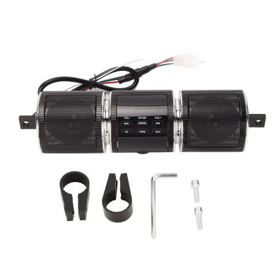 Vvikizy Motorcycle Blue Tooth Speaker, Wireless IP54 Water Proof Handlebar Mounted Audio System with Digital Clock Display, for Motorcycle Scooter ATV Electric Bike (Black)