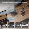 (DisplayLink MacBook) TESmart 4K@60Hz KVM Switch 3 Monitors for 1 MacBook & 1 Desktop, MST&EDID Triple Monitor KVM USB-C 100W PD, Gigabit LAN, USB 3.0, Button&Hotkey Switch, Include All Input Cables view 3