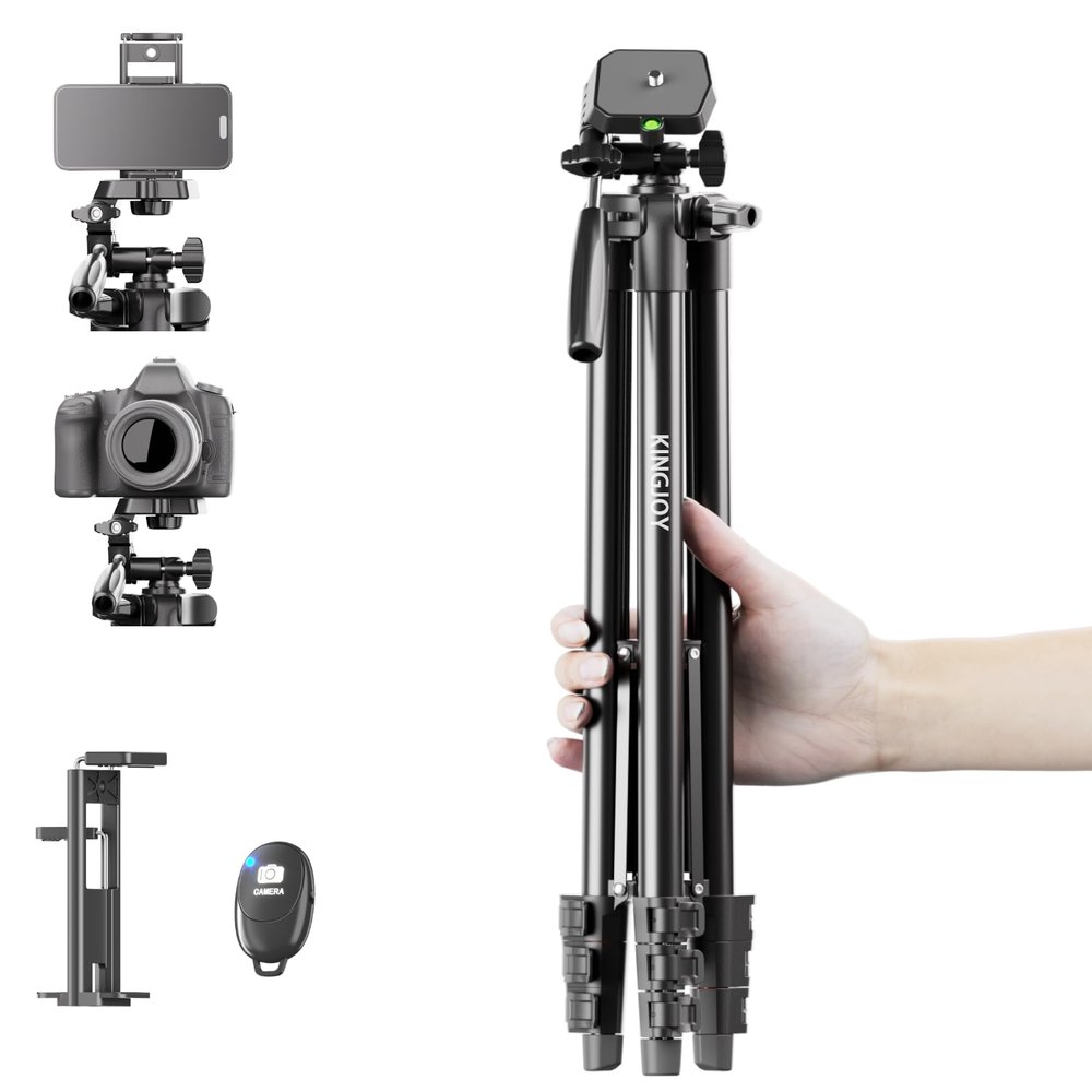 KINGJOY 71" Lightweight Camera Phone Tripod Stand with 360 Pan Head