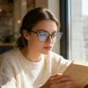Dollger Blue Light Glasses for Women Retro Oversized Square Blue Light Blocking Glasses for Computer Eyeglasses Frame Men view 2