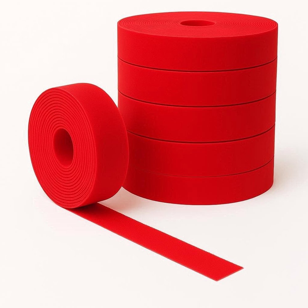 Emergency Red Hook and Loop Tape Roll 0.4 Inch - 10 Ft x 6 Pack Medical Double Sided One Wrap - First Aid & Rescue Kit Straps