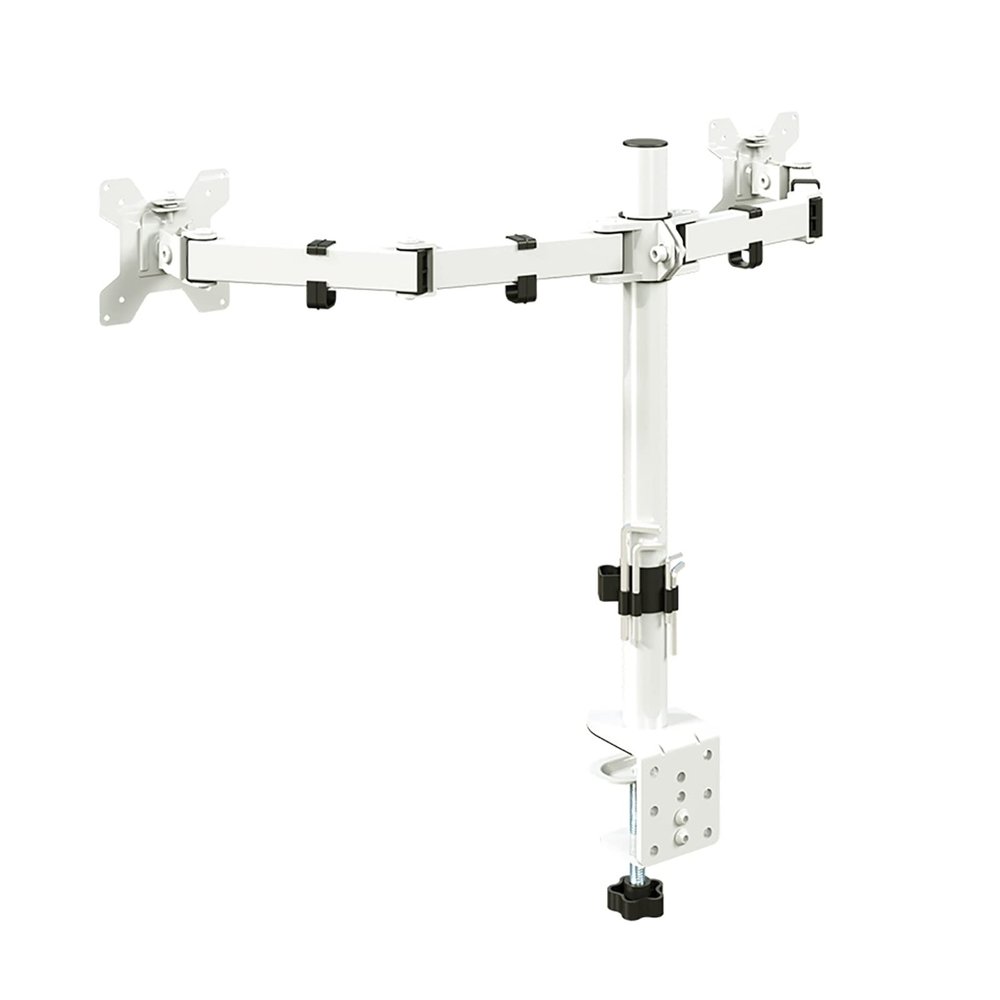Universal Dual Monitor Mount, Ergonomic Monitor Stands for 2 Monitors, Monitor Arm Fits 13 to 27 Inch LCD Computer Screens, Perforated/clamped Mounting Base