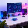 wigmoa U-Z2 2PACK Desktop Speaker Stands Pair for Small Speakers, Tilted Steel Tabletop Stands with Foam Padding, Fits Compact Studio Monitors, Computer Speakers (A/Black) view 3