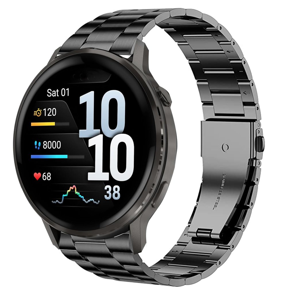 Compatible for Garmin Venu 4 45mm Bands, Quick Release Stainless Steel Metal Replacement Straps Compatible for Garmin Venu 4 41mm, 45mm (Black, 18mm size band)