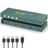 4K@60Hz Dual Monitor KVM Switch 4 Port for 4 PCs Share 2 Monitors, Support Button Switch, Adaptive EDID, 4 in 2 Out(A) view 1