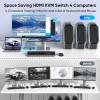 4K@60Hz Dual Monitor KVM Switch 4 Port for 4 PCs Share 2 Monitors, Support Button Switch, Adaptive EDID, 4 in 2 Out(A) view 3