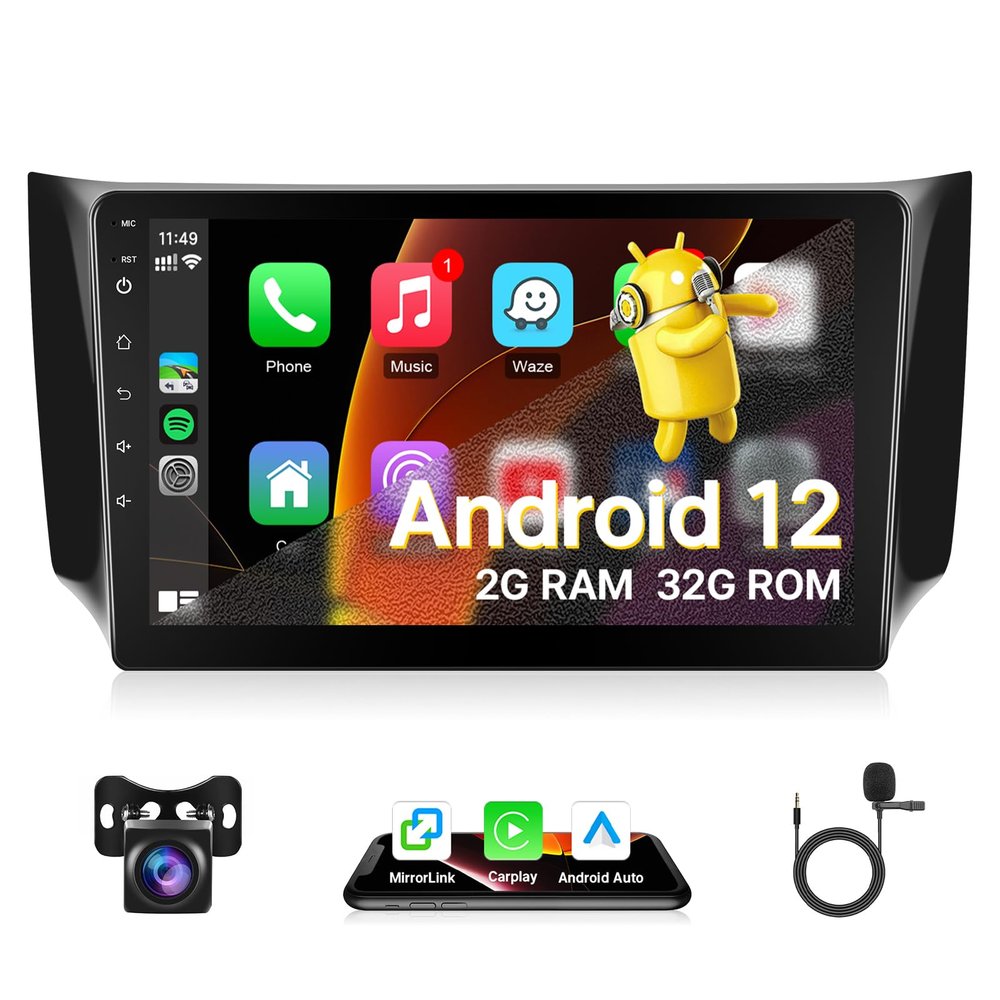 2+32GB Car Radio for Nissan Sentra Sylphy 2013 2014 2015 2016 2017 2018 2019 with Carplay Android Auto, 10.1" Touch Screen for Nissan Sentra Stereo with in-Dash GPS, WiFi, BT, FM, SWC + Backup Camera