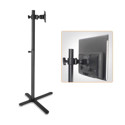 SFOIMO Monitor Stand Floor-Standing Monitor Stand 12"-27" Movable Single Monitor Stand Mount Height-Adjustable Monitor Stand with Keyboard Bracket, Holds Up to 44Lbs Dual Monitor Stand