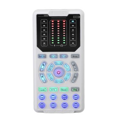 ASHATA Voice Changer, 16 Voice Modes Portable Sound Card 10 Levels Fine Tuning Sound Effect Converter 8 Different Sounds,for Game Music Recording Phone Computer Sound Changer