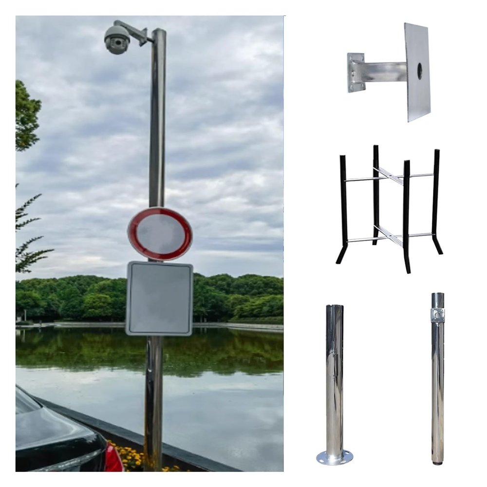 19.7ft Assemble Security Camera Pole Outdoor, Universal Surveillance Camera Post Stand, Commercial Pole for Security Camera for Residential Area/Farm(ligjt grey,2.5 m/8.2 ft (2 Sections))
