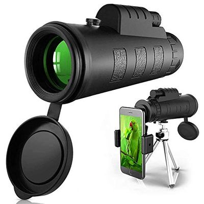 40X60 Monocular Telescope with Mobile Phone Tripod Holder, Clear Night Telescope for Adult Bird Watching Outdoor Travel Sightseeing