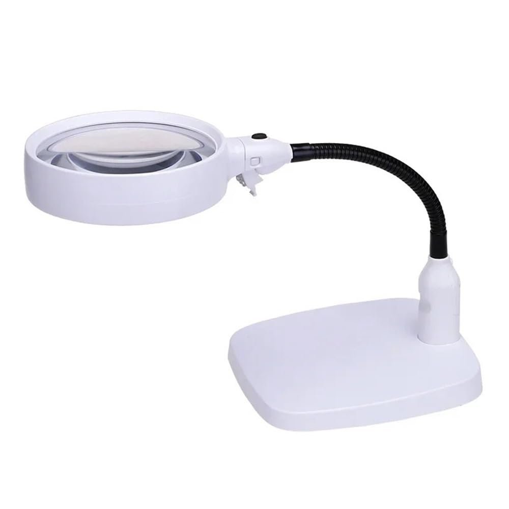 LJSM Lab Microscope Slides Large 6 Led 10X Magnifier Table Lamp 110-240V Illuminated Magnifying Glass Heavy Base for Repair Jewelry Loupe Stable Reading Loupe Microscope Parts