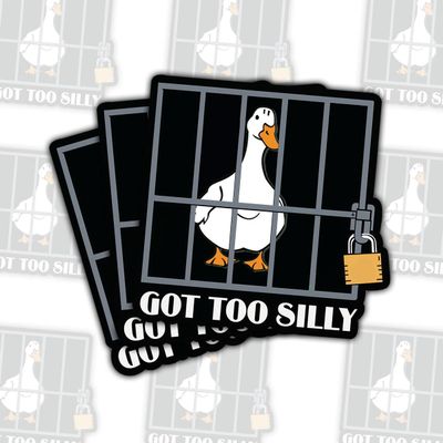 3 Pcs Goose Got Too Silly Sticker, Funny Silly Goose in Jail Decal, Goose Got Too Silly Sticker, Certified Silly Goose Stickers for Book Notebook Water Bottle Tumbler Phone Case Laptop 7 Inches