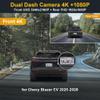 Fitcamx Front 4K+Rear 1080P Dash Cam Adapts for Chevy Blazer EV 2025 2026 LT RS SS (HD2-D1350), OEM Look, 2 Way HD Video, Built-in WiFi & APP, Loop Recording, G-Sensor, Easy to Set, 128GB Card view 2