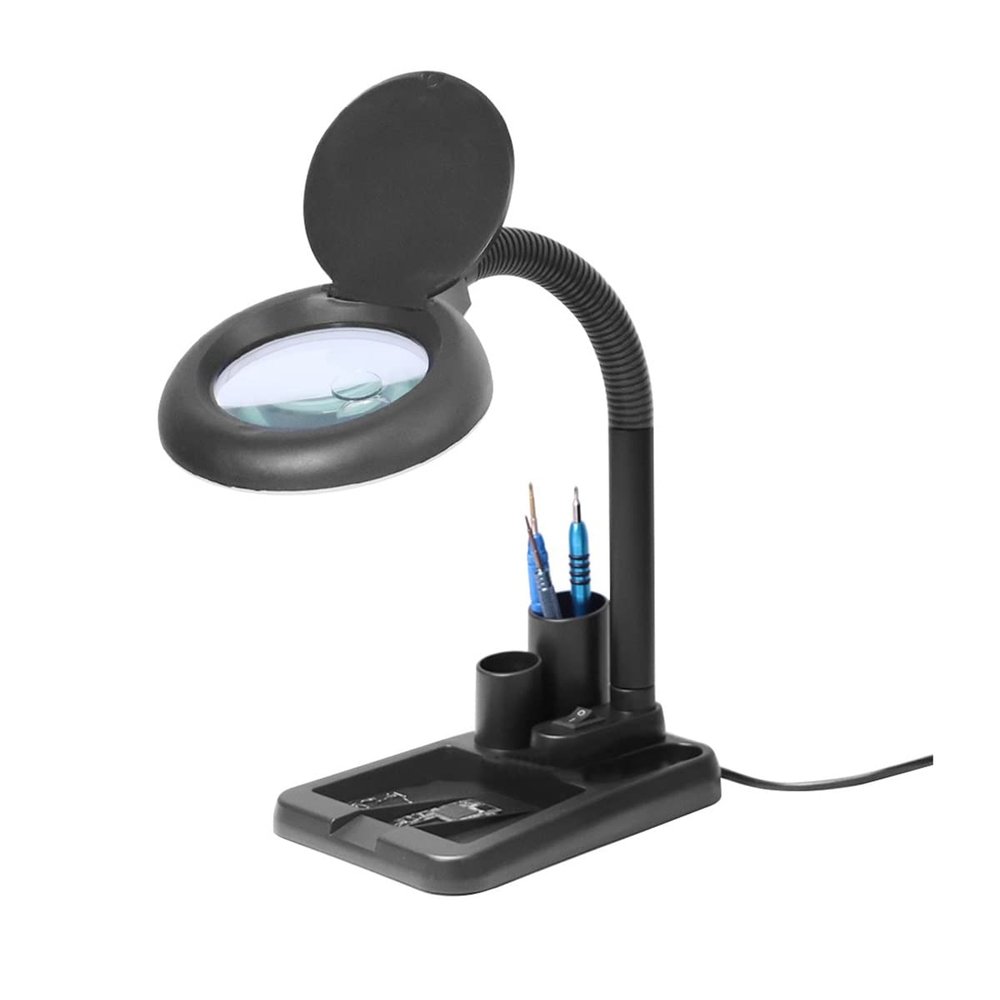 LJSM Lab Microscope Slides 40 LED Lights Lamp Magnifier Glass Illuminated Magnifier Table Top Desk Reading Welding Large Lens Illuminated Magnifying Glass Microscope Parts