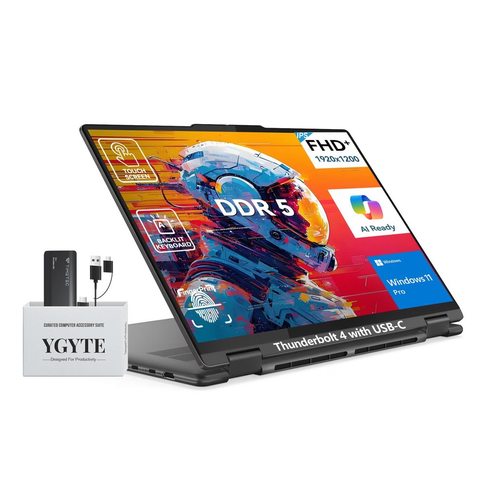 Lenovo Yoga 7i 2 in 1 Laptop Touchscreen, 16" FHD+ 360 Foldable Touch Screen Convertible, Intel Core Ultra 7, Windows 11 Laptop |Backlit |Fingerprint |YGYTEaccessory|16GB DDR5 RAM 512GB SSD+512GB PSSD