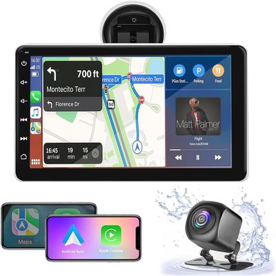 2026 Wireless Apple Carplay & Android Auto, 7In HD Touchscreen Portable Car Radio Audio Receiver, Car Stereo with Mirror Link, GPS Navigation, Bluetooth, siri, Backup Camera, AUX/USB/TF