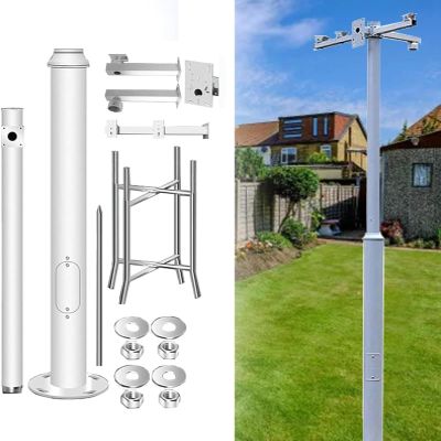 Gpxhbcb Outdoor Security Camera Mounting Pole with 4 Brackets 8FT to 20FT Standing Post,Camera Mounting Bracket Pole for Backyard Garden Driveway 6m/19.6ft