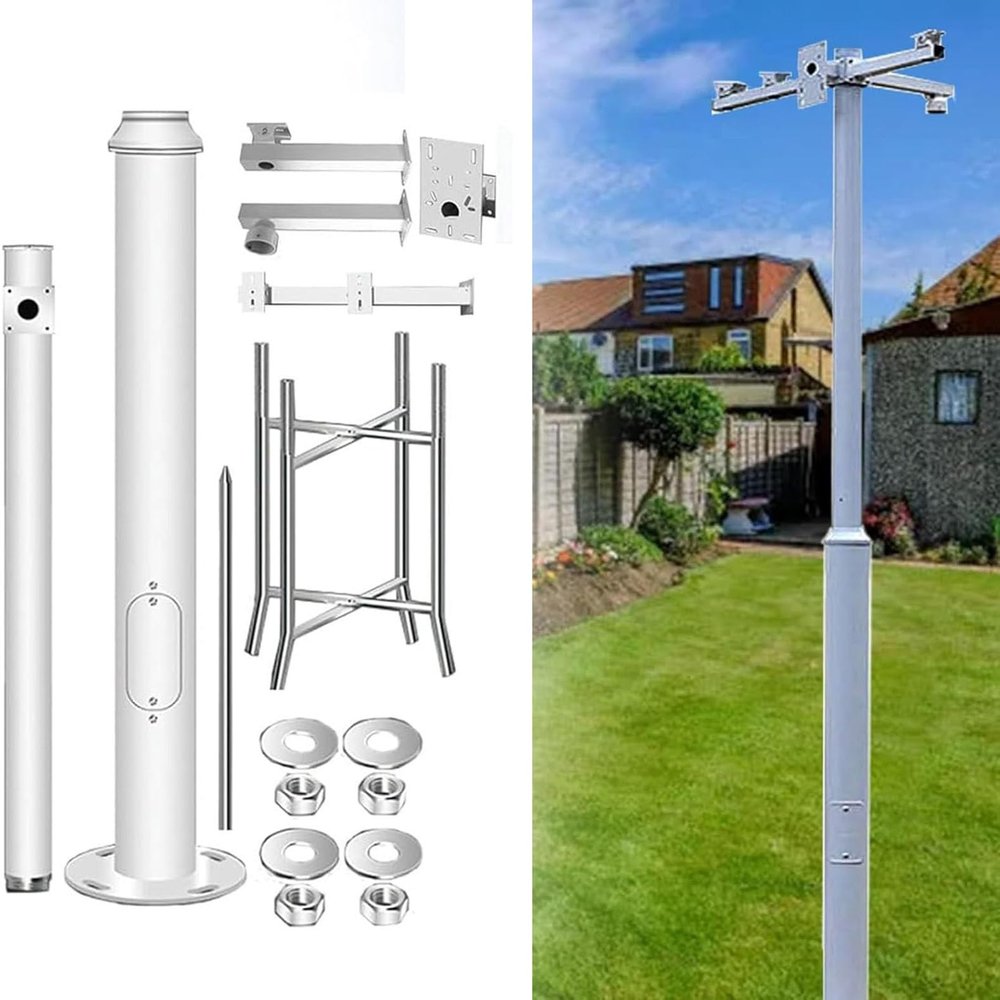 Gpxhbcb Outdoor Security Camera Mounting Pole with 4 Brackets 8FT to 20FT Standing Post,Camera Mounting Bracket Pole for Backyard Garden Driveway 6m/19.6ft