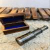 Vintage Brass Telescope, Black and Brass Finish, Engraved Design, 6 Inch Extended Length, 3 Inch Closed Length, with Wooden Box (Antique Brown) view 4