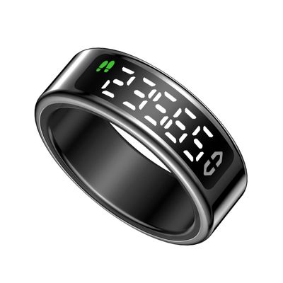 Smart Rings with LED Display Screen, IP68 Waterproof Fitness Rings with Sleep Tracker, Heart Rate and Blood Oxygen Monitoring Functions (Black, 12)