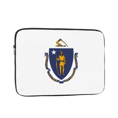 12 inch Laptop Case Sleeve Bag - Handle Massachusetts State Flag Print Portable Bag for Business Travel, Commuting, and Everyday Use