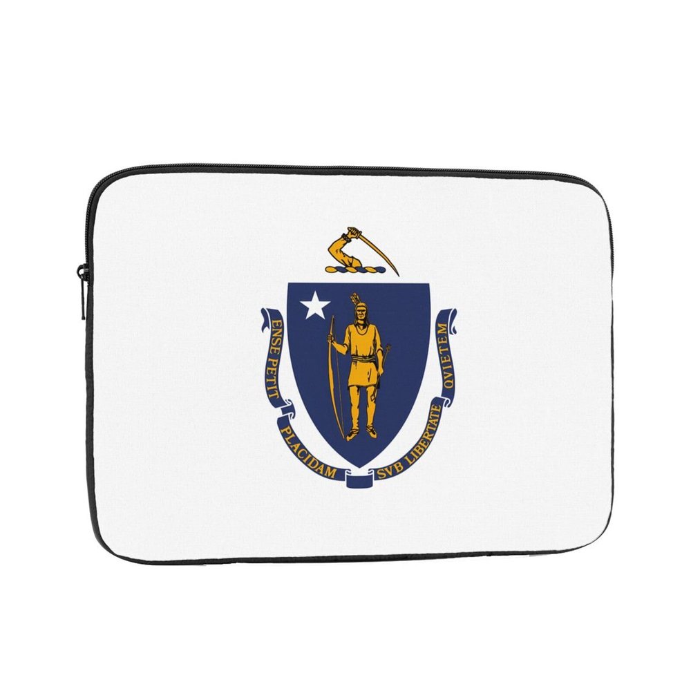 12 inch Laptop Case Sleeve Bag - Handle Massachusetts State Flag Print Portable Bag for Business Travel, Commuting, and Everyday Use
