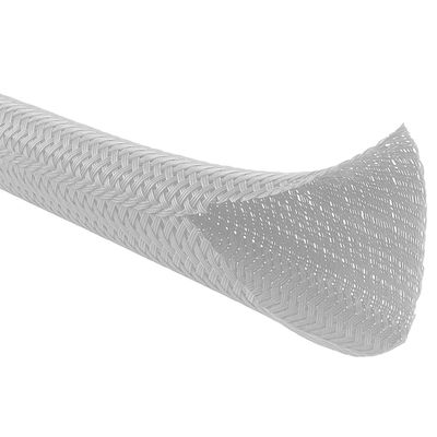 Kable Kontrol 75 Ft - 1.5" Inch Braided Cable Sleeve - Self Closing Split Wire Wrap Cord Hider Organizer Wire Loom Tubing Cover for Automotive, Industrial Cable Management - Platinum Gray