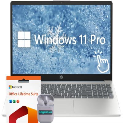 HP 15.6" FHD Touchscreen Business & Student Laptop Computer, 8GB RAM 512GB SSD, 8-Cores Intel Core i3, Windows 11 Pro with Microsoft Office Included, SageNova Earphones, Moonlight Blue