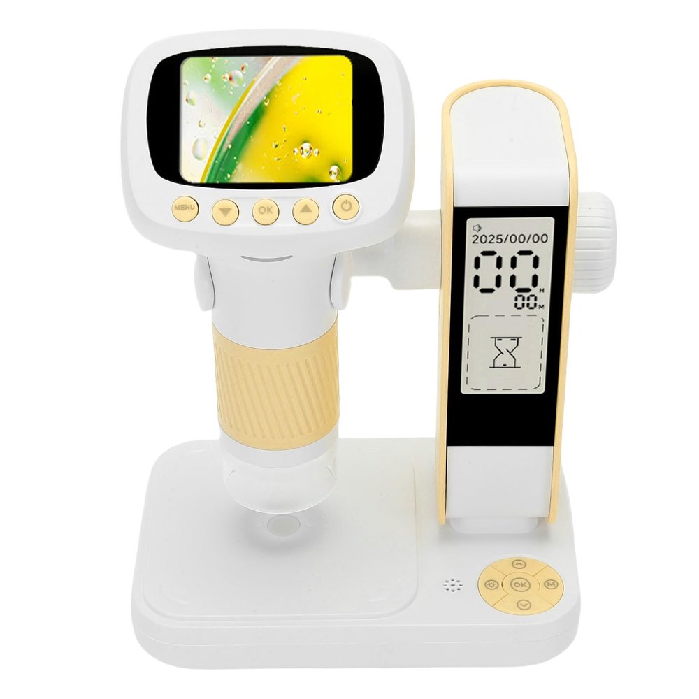 Zunate Kids Microscope, 2 Inch Screen Handheld Desktop Microscope, Adjustable LED Illumination, 2 in 1 Functionality, Built in Timer, Science Fun Birthday Gifts Toys for Children