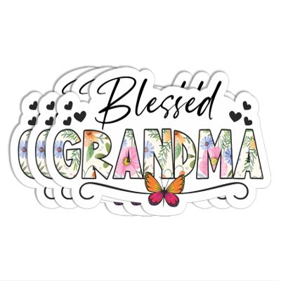 3Pcs Blessed Grandma Sticker - Grandma Birthday - Butterfly - Cute - Sticker for Water Bottle - Mug - Laptop - Luggage - Computer
