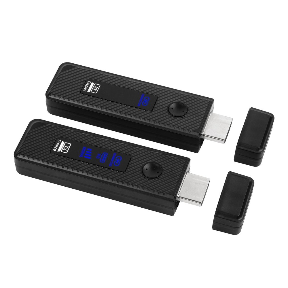 PUSOKEI Wireless HDMI Transmitter and Receiver, 2.4G 5G Wireless HDMI Extender Kit, 4K Decode 1080P 60Hz HD Video Output, for Video and Audio to Monitor from PC Projector TV Box (Black)
